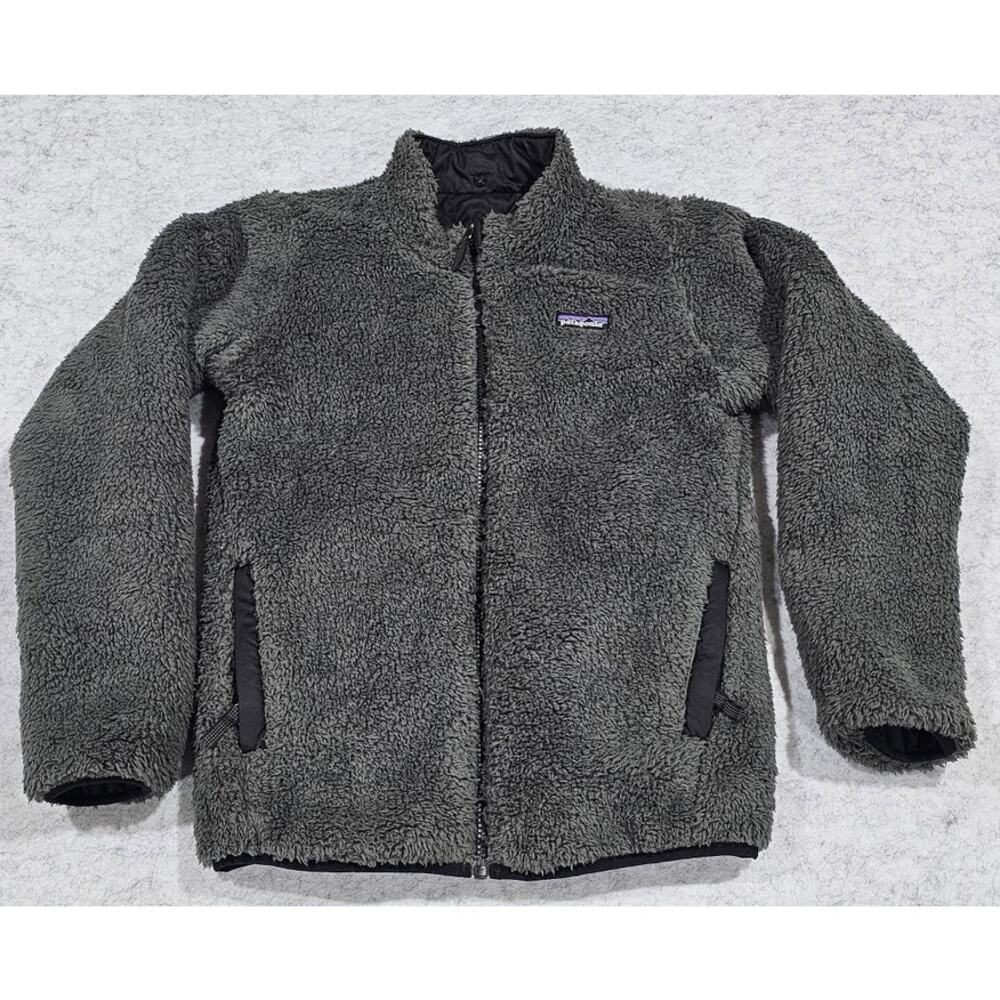 Patagonia Kids Puffer Jacket, Reversable, Dream Song, Black/Gray, Size Kids L